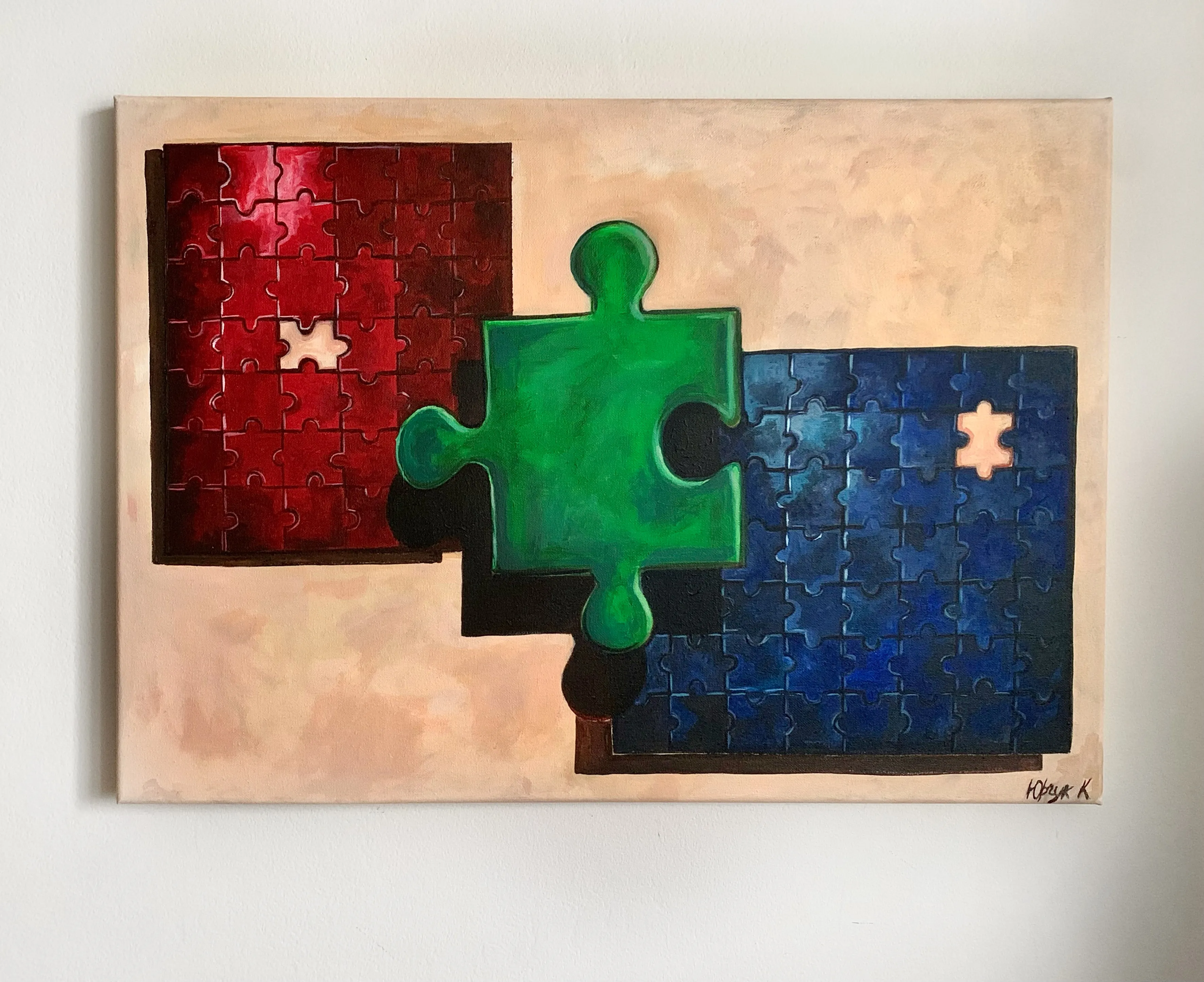 Obraz Emigracja autorstwa Kristina Yurchuk, rozmiar: 70*50, wykonany z Akryl na płótnie, medium Malarstwo, z Warszawa, część serii Obecność