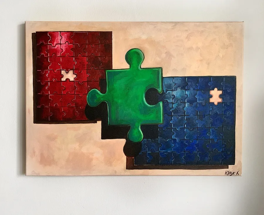 Obraz Emigracja autorstwa Kristina Yurchuk, rozmiar: 70*50, wykonany z Akryl na płótnie, medium Malarstwo, z Warszawa, część serii Obecność