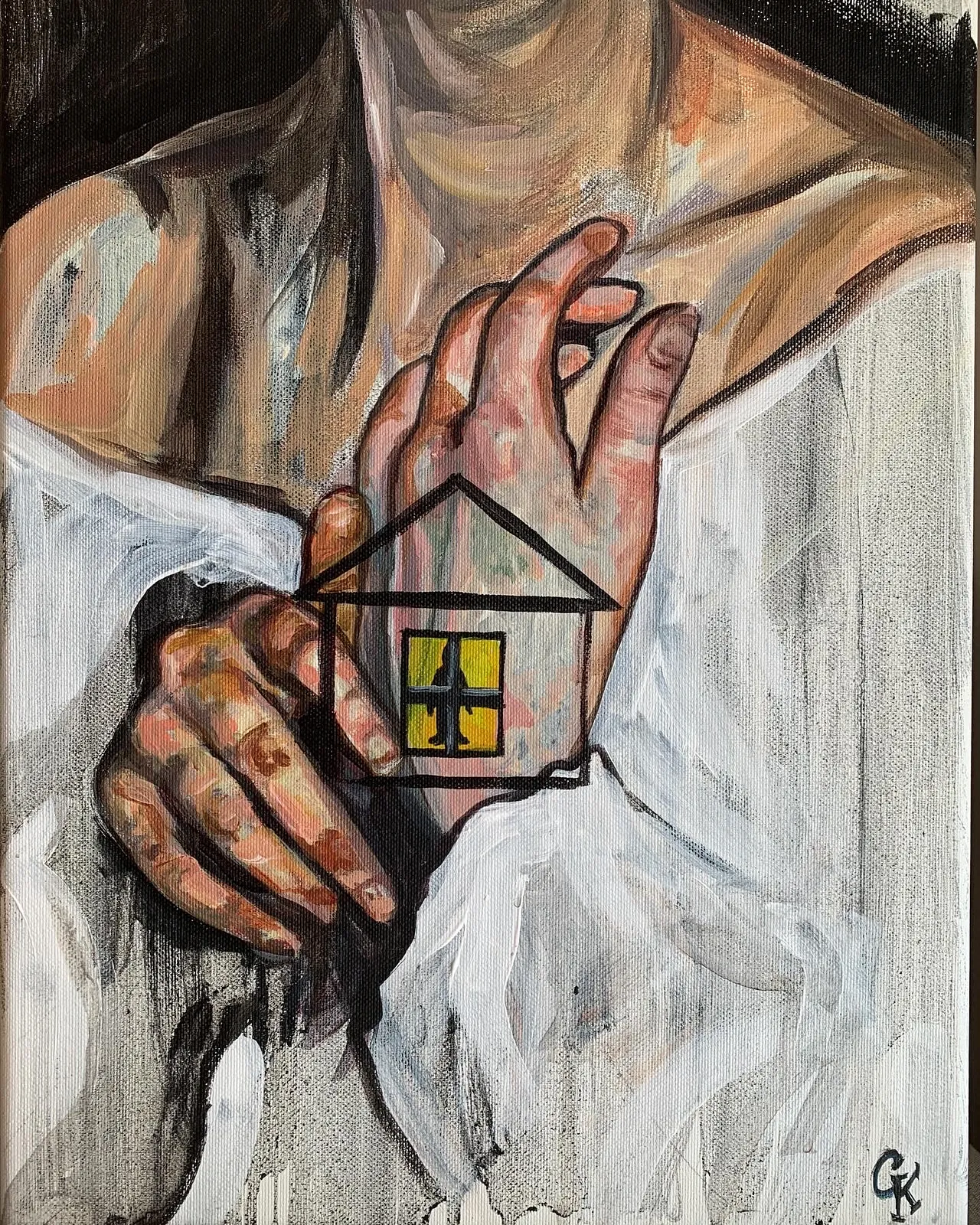 Obraz Lęk / Тривожність autorstwa Kristina Yurchuk, rozmiar: 30*40, wykonany z Akryl na płótnie / акрил, medium Malarstwo, z Warszawa / Варшава, część serii Obecność / Присутність