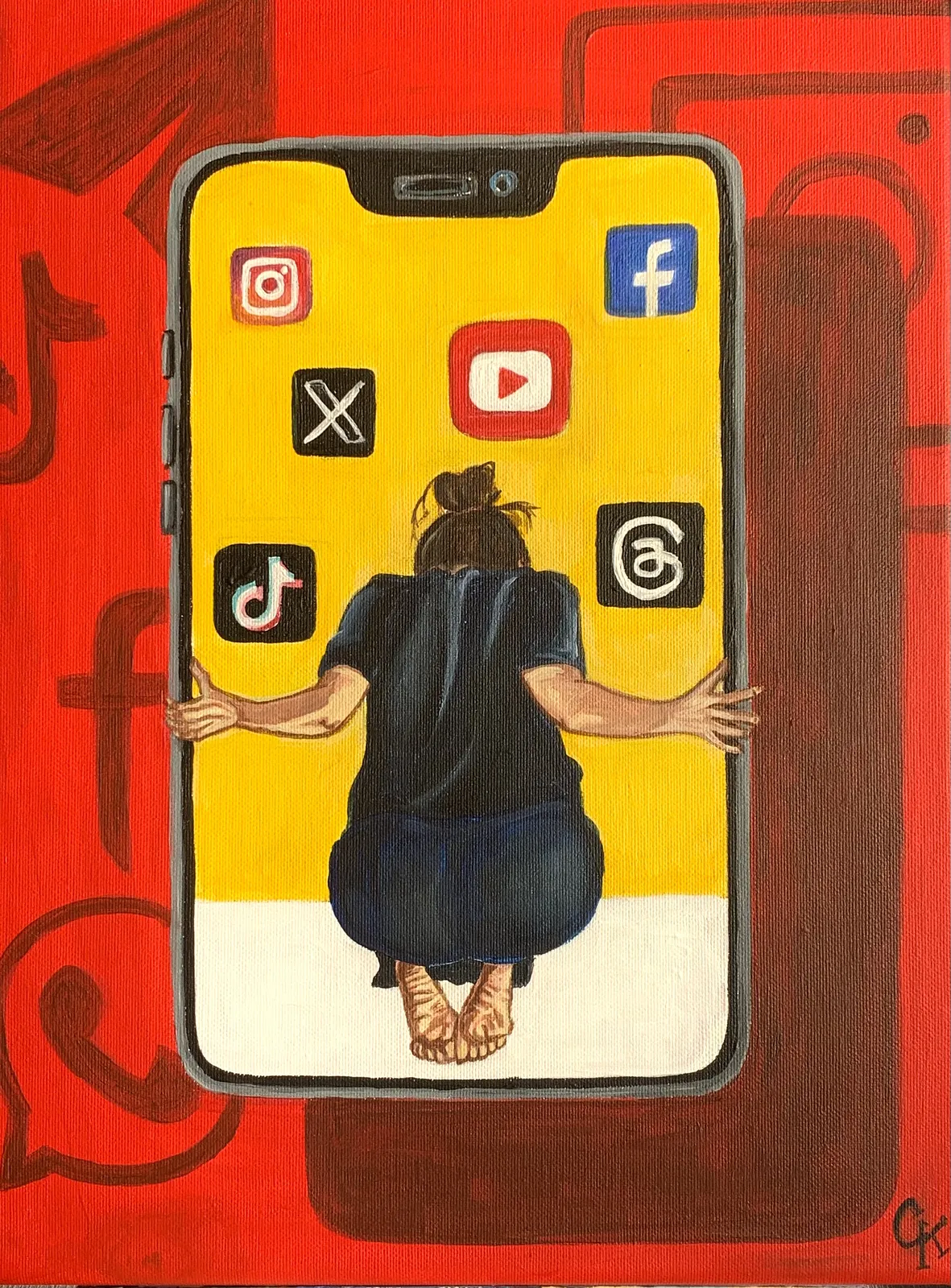 Obraz Uzależnienie / Залежність autorstwa Kristina Yurchuk, rozmiar: 30*40, wykonany z Akryl na płótnie / акрил, medium Malarstwo, z Warszawa / Варшава, część serii Obecność / Присутність